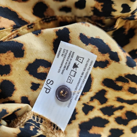 SUNG Alfred Sung Leopard Print Blouse Top Button Down Shirt Animal Print Small - Picture 11 of 14